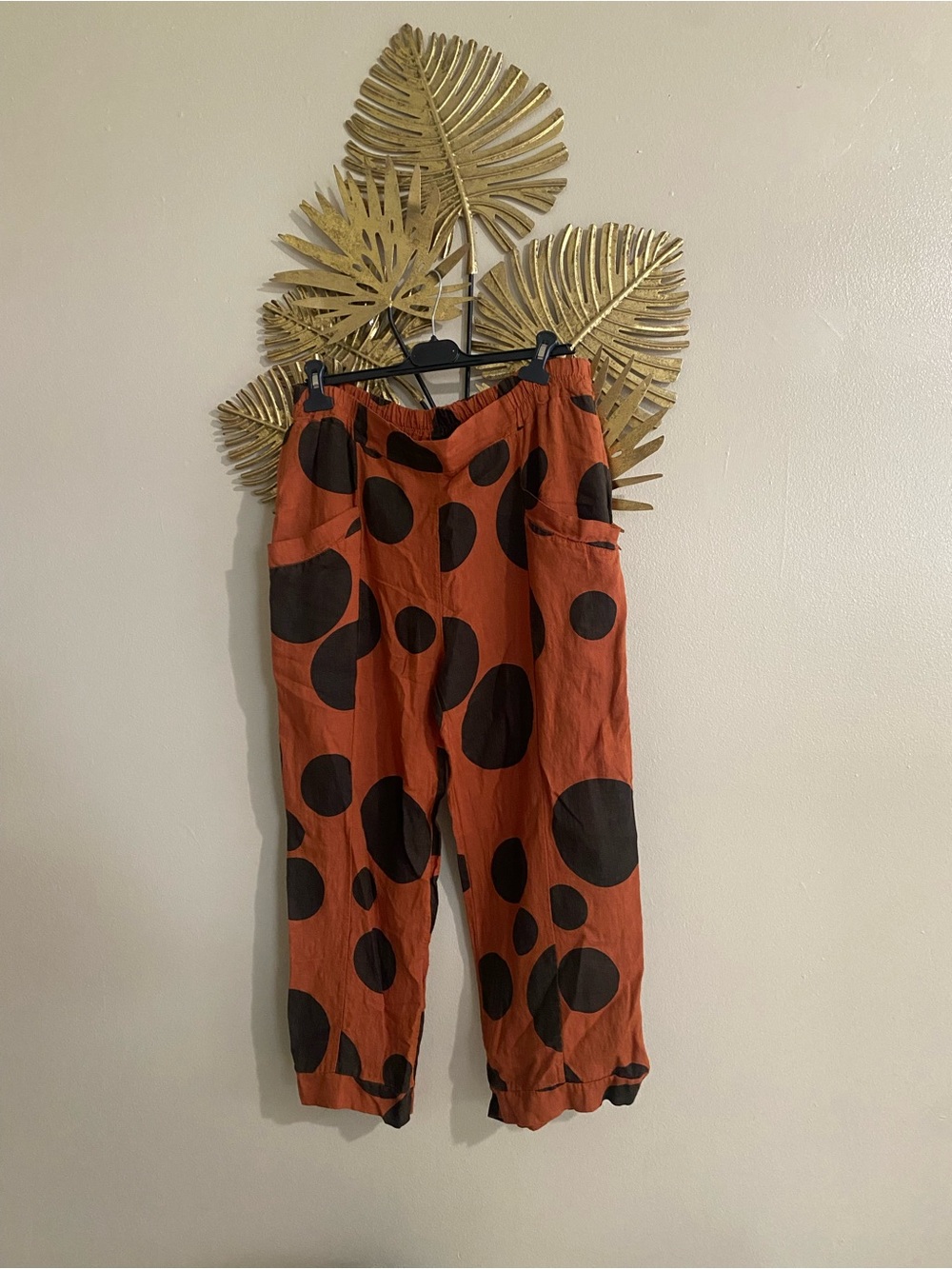 Women's Rust Polka Dot Relaxed Trousers